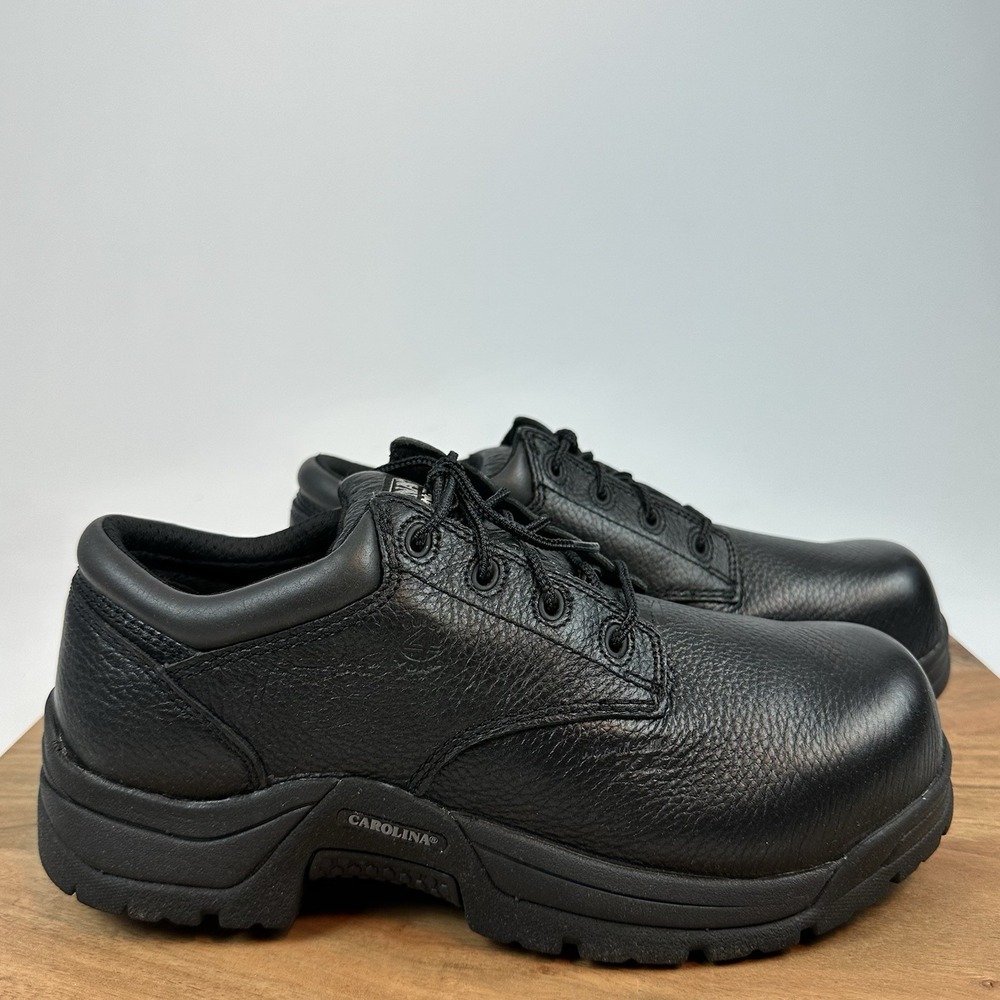 New Womens Carolina CA9537 Black Leather Oxford Composite Toe Shoes Sz 9.5 M